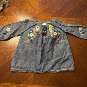 Mud Pie Denim Tunic with Floral Embroidery